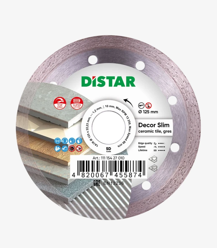 distar-decor-slim-125-mm Круг алмазний відрізний Distar Decor Slim 125×1,2×10×22,23 мм (11115427010) - Зображення 1