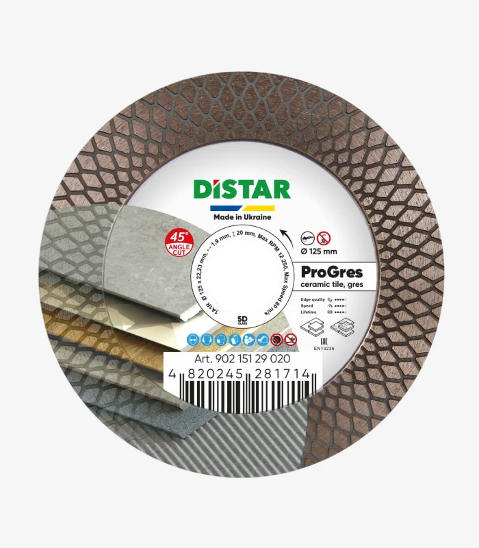 distar-pro-gres-125-mm Круг алмазний відрізний Distar PRO Gres 125×1,9×20×22,23 мм (90215129020) - Зображення 1