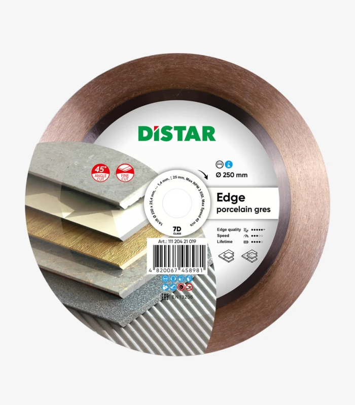 distar-edge-250-мм Круг алмазний відрізний Distar Edge 250×1,4×25,4 мм для різання під 45° (11120421019) - Зображення 1